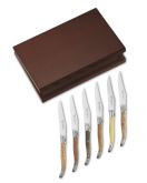 Laguiole En Aubrac 6-Piece Mixed Wood Steak Knives Set