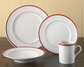 Brasserie Red-Banded Porcelain Dinnerware Place Settings