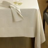 Hemstitched Linen Tablecloth, Natural, 70" x 90"