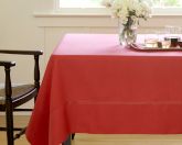 Hemstitched Linen Tablecloth, Crimson, 70" x 90"