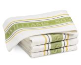 Seasonal Contrast Williams-Sonoma Logo Towel, Green/Yellow, Set of 4