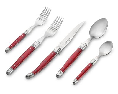 Laguiole Flatware, 5-Piece Place Setting, Red