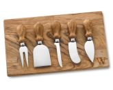 Antonini Olive Wood Cheese Knives & Board