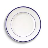 Brasserie Blue-Banded Porcelain Dinner Plates, Set of 4
