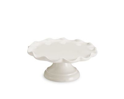 Scalloped Cake Stand, White, Small