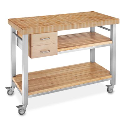 Boos End-Grain Butcher Block Culinary Cart, 50"