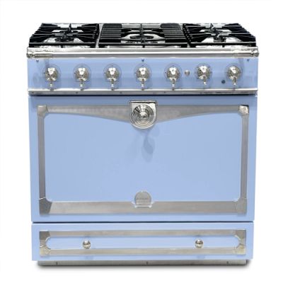 La Cornue Albertine Provence Blue Stove with Satin Chrome