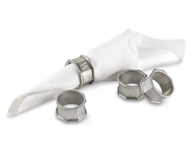 Monogrammed Pewter Napkin Rings, Set of 4