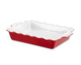 Emile Henry Ruffled Auberge Rectangular Baker, Small, Red