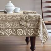 Printed Floral Tablecloth, 70" x 90", Natural
