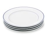 Apilco Tradition Blue-Banded Dinner Plates, Set of 4