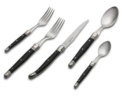 Laguiole Flatware, 5-Piece Place Setting, Black