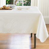 Grape Scallop Boutis Tablecloths, 70" x 90", Ivory