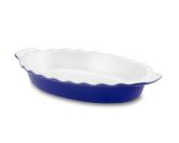 Emile Henry Ruffled Auberge Oval Baker, Large, Blue