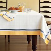 Essential Tattersall Plaid Tablecloth, 70" x 90", Blue/Yellow