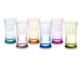 Monogrammed DuraClear® Large Tumblers, Multicolored, Triple-Initial, Set of 6