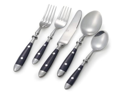 Café Flatware, 20-Piece Set, Blue