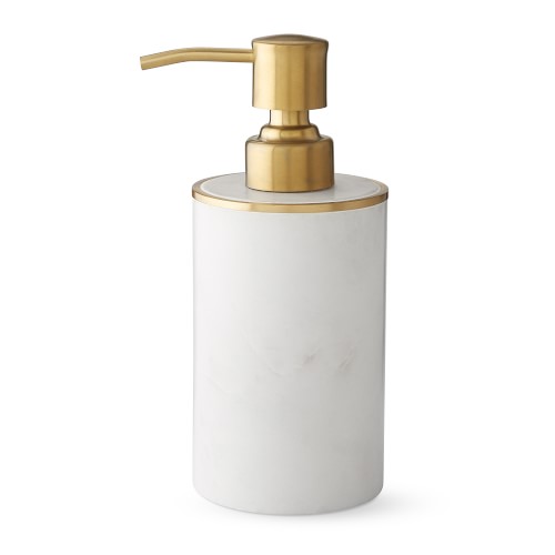 Online Designer Other White Marble and Brass Soap Dispenser