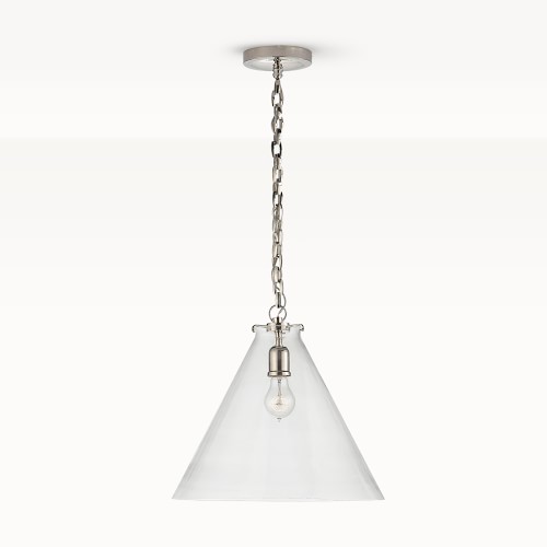 Online Designer Home/Small Office Scarlet Conical Pendant, Clear Glass, Polished Nickel