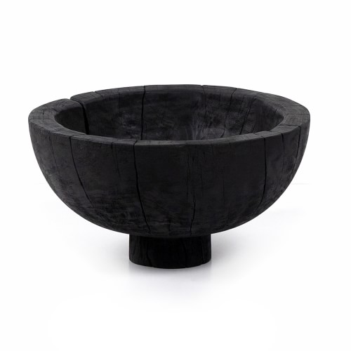 Online Designer Combined Living/Dining Turned Pedestal Bowl, Large, Carbonized Black