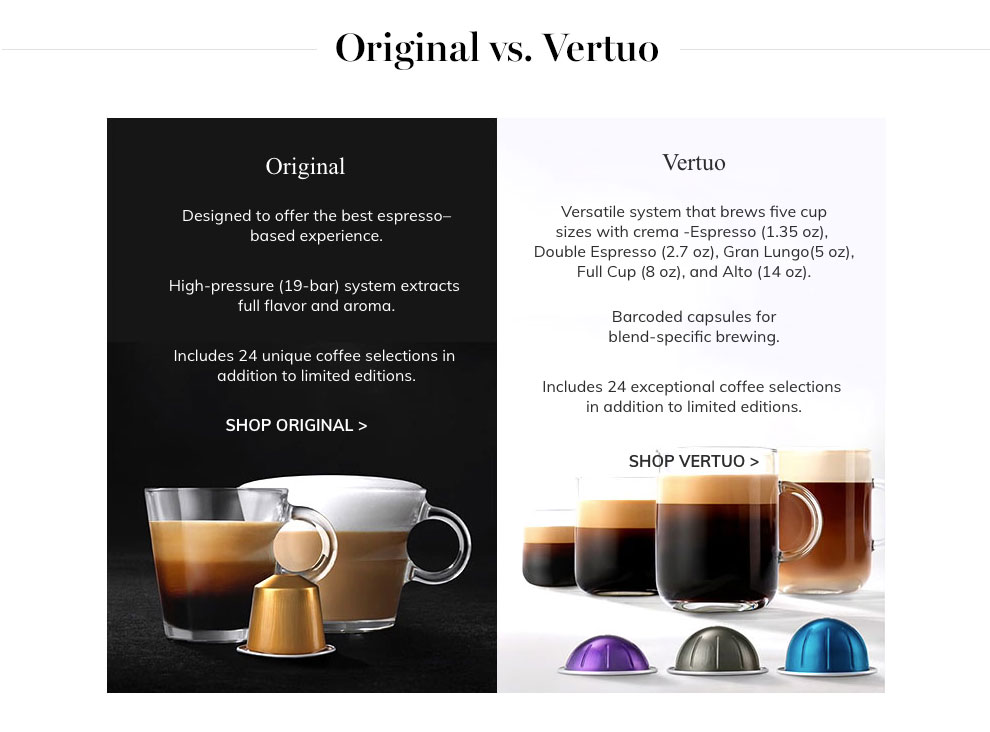 Original vs. Vertuo Original vs. Vertuo