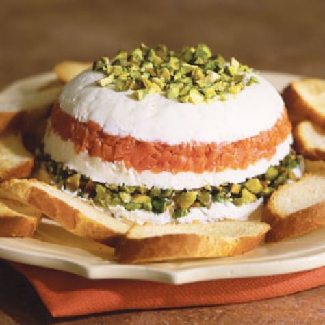 Mascarpone and Goat Cheese Torta with Smoked Salmon