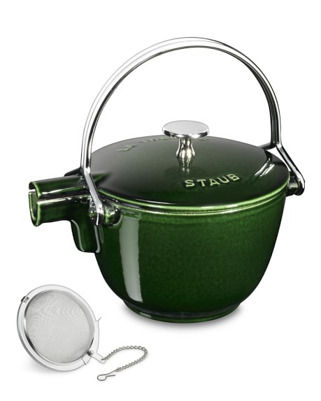 Staub Cast-Iron Round Tea Kettle, 1-Qt., Basil