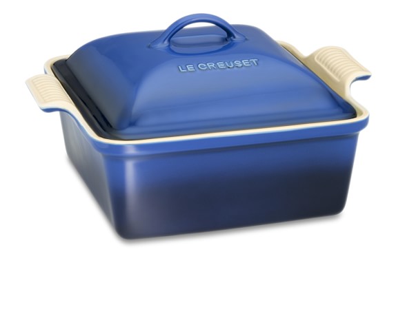 Le Creuset Heritage Stoneware Square Covered Casserole, Lapis, 4-Qt.