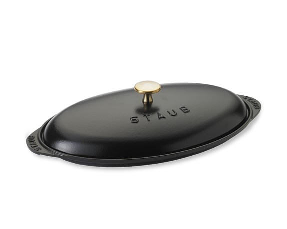 Staub Cast-Iron Fish Plate with Lid, 3/4-Qt., Black