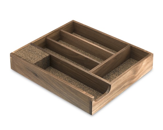 Walnut Flatware Tray with Knife Dock
