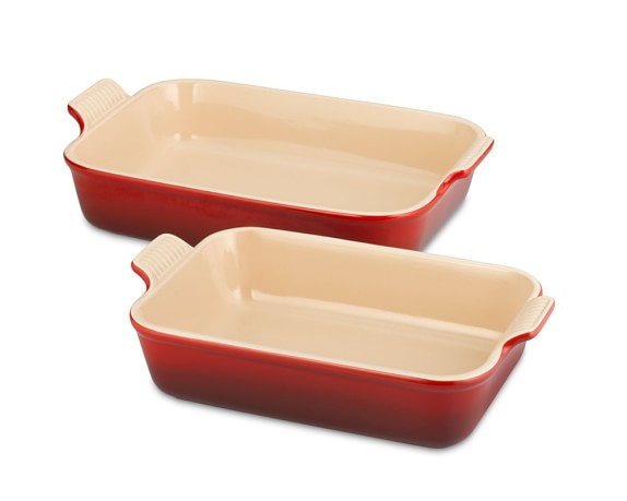 Le Creuset Heritage Stoneware Rectangular Bakers, Set of 2, Red