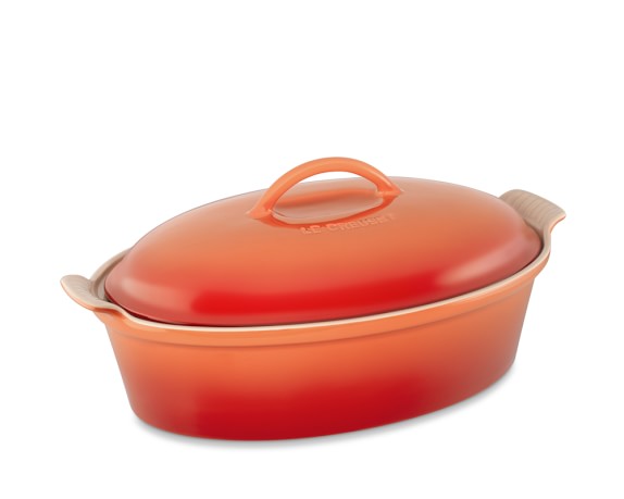 Le Creuset Heritage Stoneware Oval Covered Casserole, 4-Qt., Flame