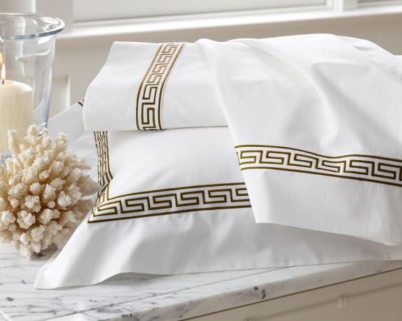 Classic Greek-Key Bedding, Sham, Each, Euro, Espresso