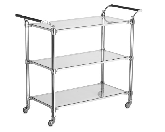 Beckett Bar Cart, Polished Nickel