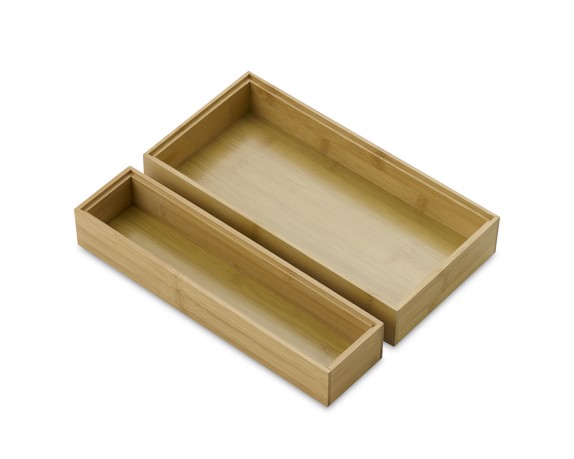 Bamboo Drawer Organizers, Set of 2