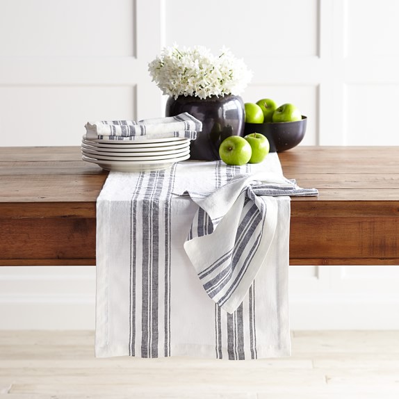 French Stripe Table Runner, Black