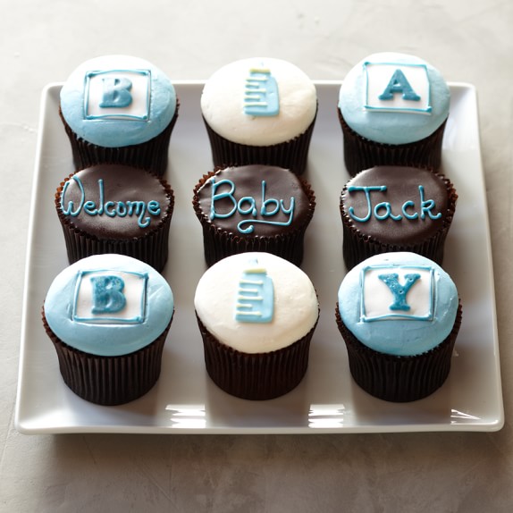 Personalized Baby Cupcakes for Him, Set of 9