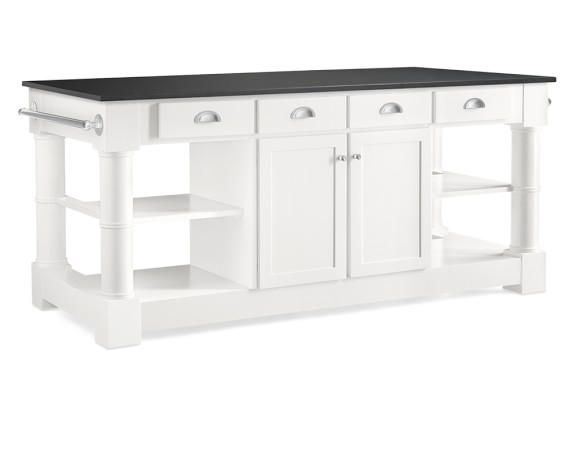 Barrelson Kitchen Island with Absolute Black Top, Polished Nickel