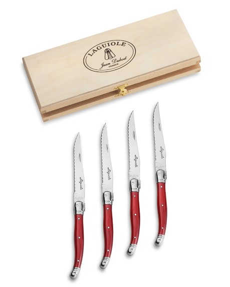 Laguiole Jean Dubost Steak Knife Set, Red