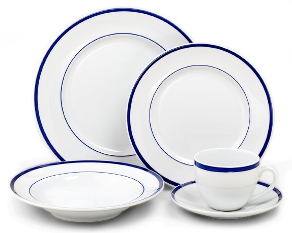 Brasserie Blue-Banded Porcelain 5-Piece Place Setting