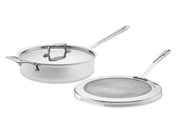 All-Clad d5 Stainless-Steel 4-Qt. Deep Sauté Pan with Splatter Screen