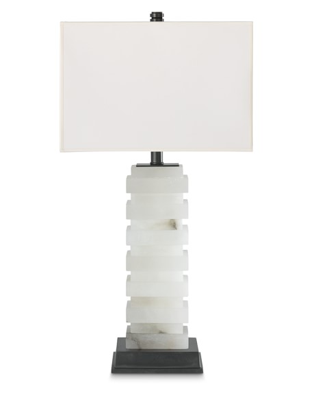 Rhodes Alabaster Table Lamp with Ivory Shade