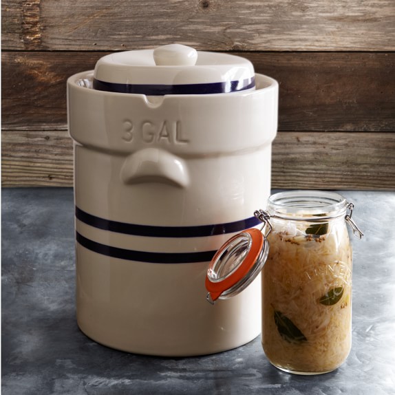 Large Ohio Stoneware Fermentation Crock, 3-gal.