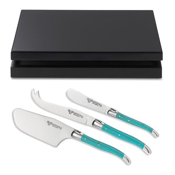 Laguiole en Aubrac Cheese Knives, Set of 3, Turquoise