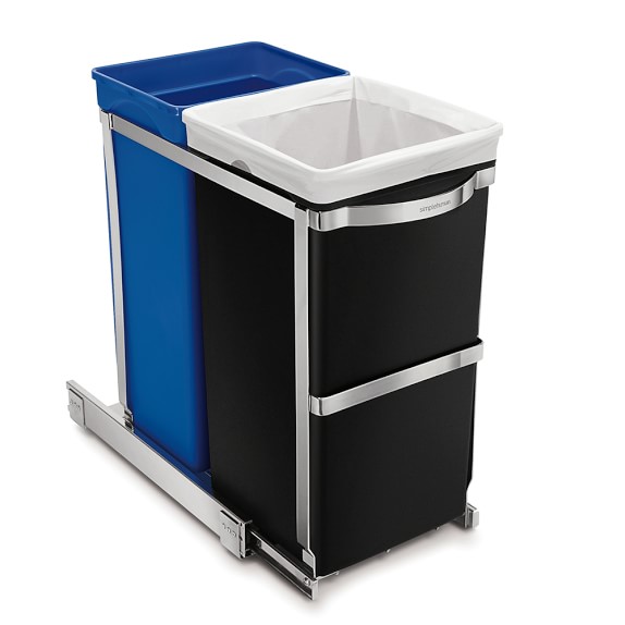simplehuman™ 35L Pull-Out Recycler, Stainless Steel