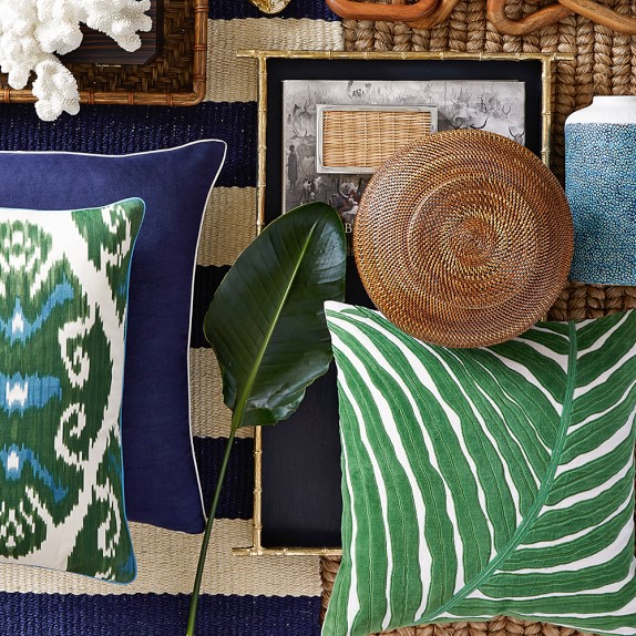 Velvet Leaf Applique Pillow Cover, Green Williams Sonoma