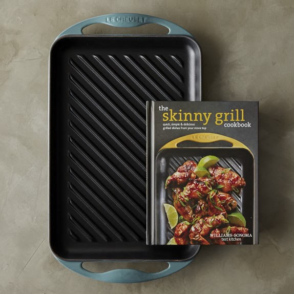 Le Creuset CastIron Rectangular Skinny Grill with Cookbook Williams