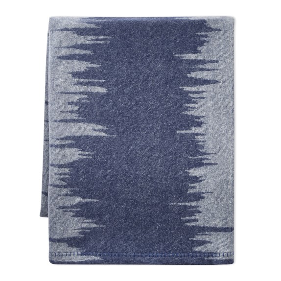 Ikat Stripe Lambswool Throw, Blue Williams Sonoma