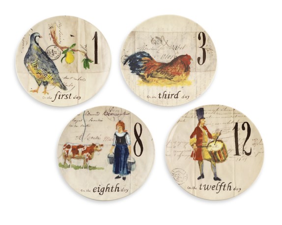 12 days of christmas salad dessert plates set of 12 william sonoma 12 days of christmas plates