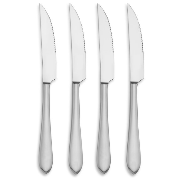 Flute Flatware Steak Knives, Set of 4